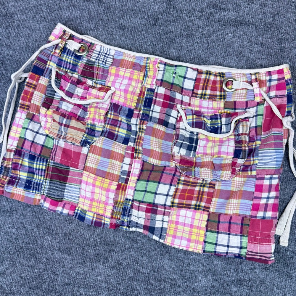 Y2K American Eagle Patchwork Plaid Mini Skirt Mul… - image 6